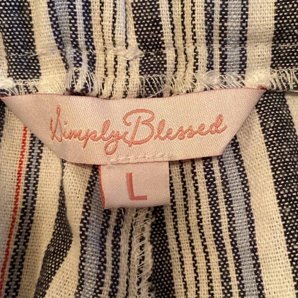 Sailor High Waisted Blue Striped Shorts  LARGE
